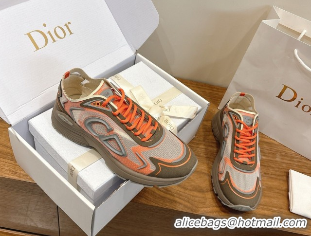 Good Product Dior B30 Countdown Tech Sneakers in Semi-Transparent Mesh, Technical Fabric and Rubber Grey/Orange 2026 030