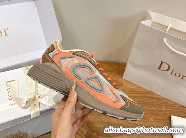 Good Product Dior B30 Countdown Tech Sneakers in Semi-Transparent Mesh, Technical Fabric and Rubber Grey/Orange 2026 030