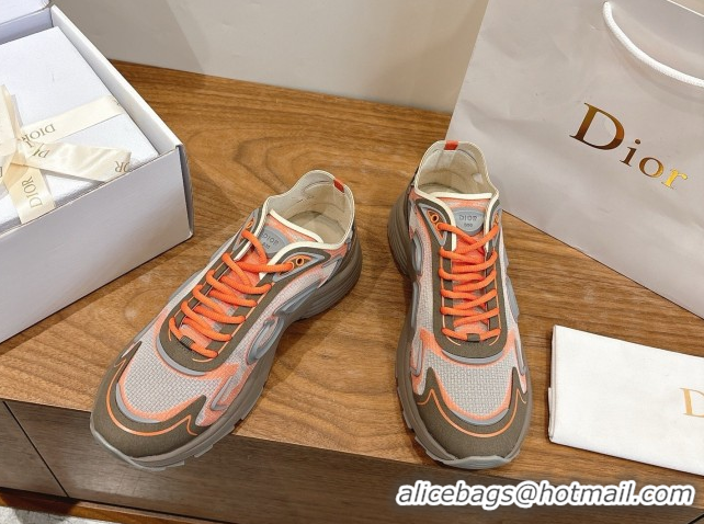 Good Product Dior B30 Countdown Tech Sneakers in Semi-Transparent Mesh, Technical Fabric and Rubber Grey/Orange 2026 030
