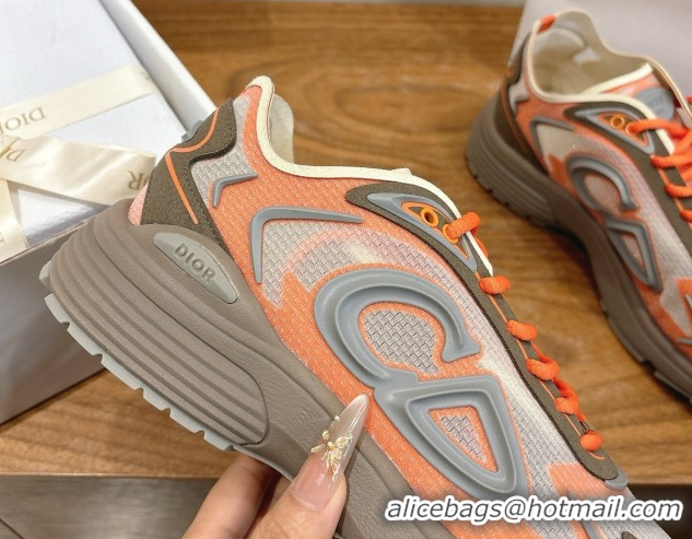 Good Product Dior B30 Countdown Tech Sneakers in Semi-Transparent Mesh, Technical Fabric and Rubber Grey/Orange 2026 030