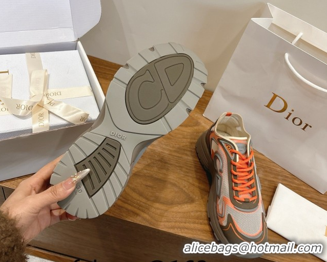 Good Product Dior B30 Countdown Tech Sneakers in Semi-Transparent Mesh, Technical Fabric and Rubber Grey/Orange 2026 030