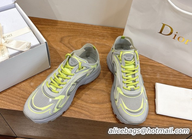 Popular Style Dior B30 Countdown Tech Sneakers in Semi-Transparent Mesh, Technical Fabric and Rubber Grey/Green 2026 030