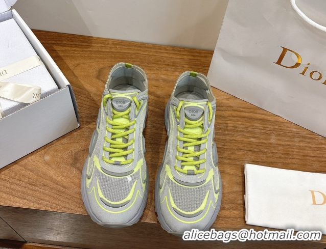 Popular Style Dior B30 Countdown Tech Sneakers in Semi-Transparent Mesh, Technical Fabric and Rubber Grey/Green 2026 030