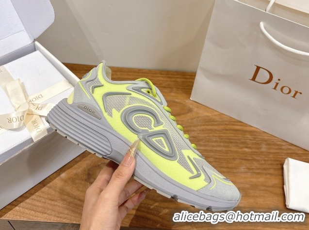 Popular Style Dior B30 Countdown Tech Sneakers in Semi-Transparent Mesh, Technical Fabric and Rubber Grey/Green 2026 030