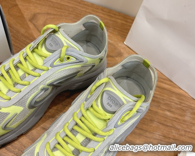 Popular Style Dior B30 Countdown Tech Sneakers in Semi-Transparent Mesh, Technical Fabric and Rubber Grey/Green 2026 030