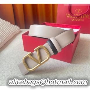 Good Product Valentino Reversible Smooth Calfskin Belt 4cm V120604 Nude pink/Black