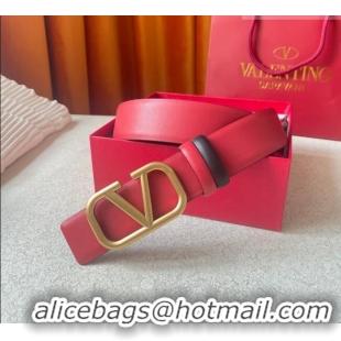 Reasonable Price Valentino Reversible Smooth Calfskin Belt 4cm V120601 Red/Black