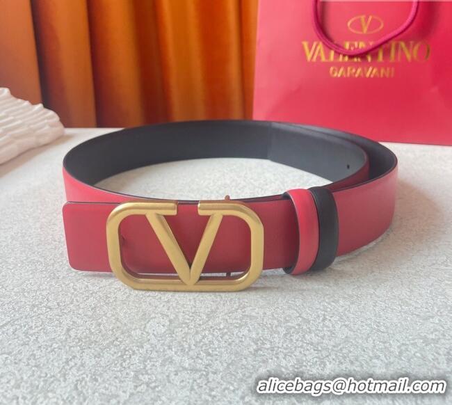 Reasonable Price Valentino Reversible Smooth Calfskin Belt 4cm V120601 Red/Black
