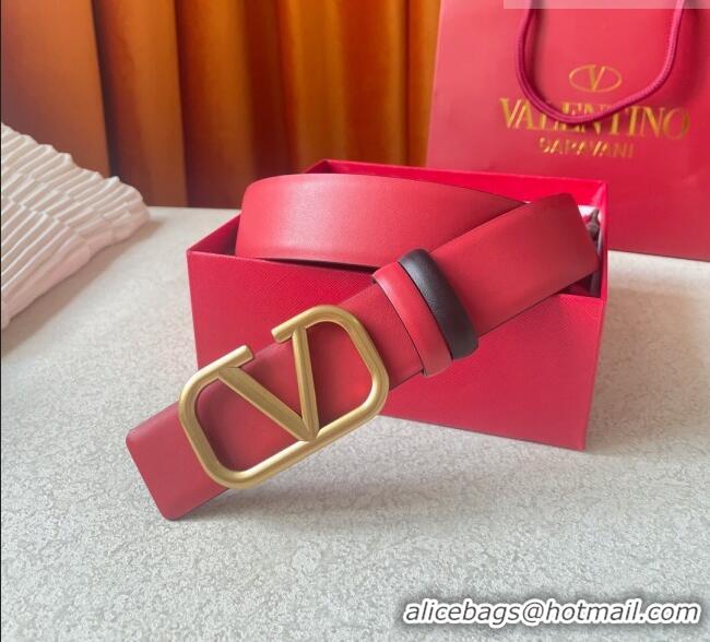 Reasonable Price Valentino Reversible Smooth Calfskin Belt 4cm V120601 Red/Black