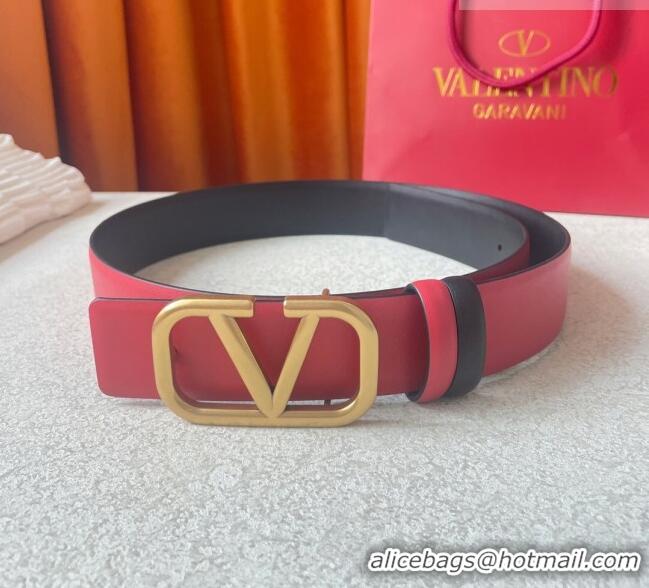 Reasonable Price Valentino Reversible Smooth Calfskin Belt 4cm V120601 Red/Black
