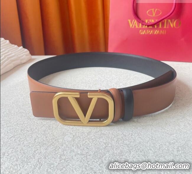 Good Taste Valentino Reversible Smooth Calfskin Belt 4cm V120602 Brown/Black