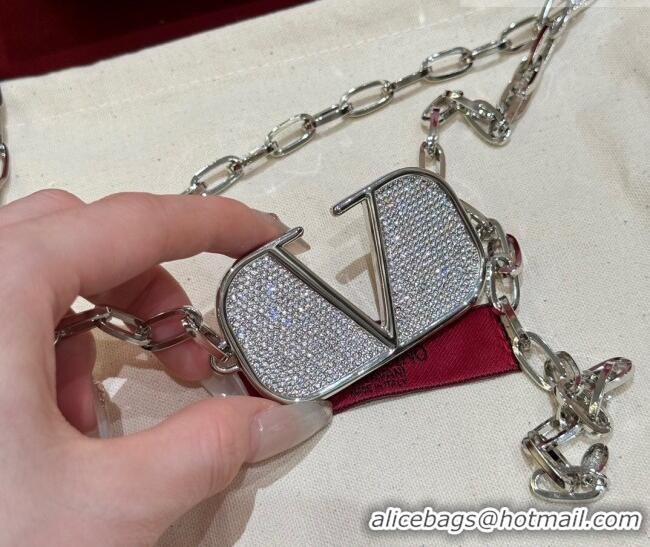 Best Quality Valentino VLogo Chain Belt with Strass VLTN011001 Silver 2025