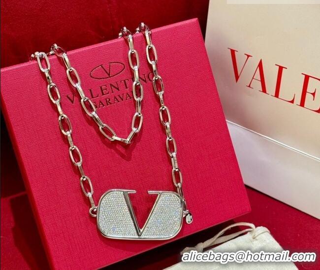 Best Quality Valentino VLogo Chain Belt with Strass VLTN011001 Silver 2025