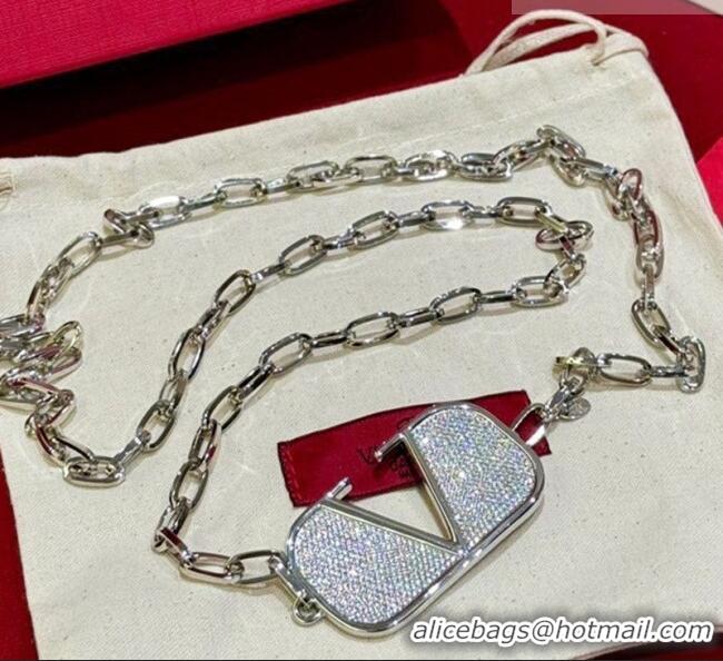 Best Quality Valentino VLogo Chain Belt with Strass VLTN011001 Silver 2025