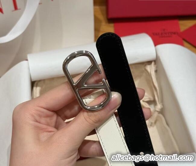 New Cheap Valentino VLogo Calfskin Leather Belt 2cm VL091201 White/Silver 2025