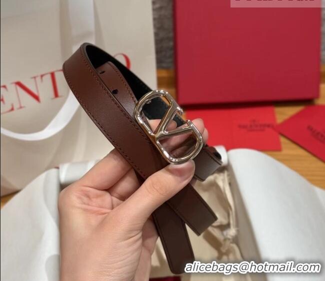 Luxury Grade Valentino VLogo Calfskin Leather Belt 2cm VL091201 Brown 2025