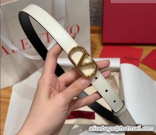Luxury Cheap Valentino VLogo Calfskin Leather Belt 2cm VL091201 White/Gold 2025