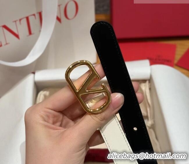 Luxury Cheap Valentino VLogo Calfskin Leather Belt 2cm VL091201 White/Gold 2025