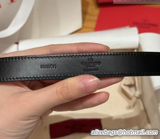 Luxury Cheap Valentino VLogo Calfskin Leather Belt 2cm VL091201 White/Gold 2025