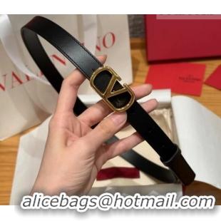 Best Quality Valentino VLogo Calfskin Leather Belt 2cm VL091201 Black 2025