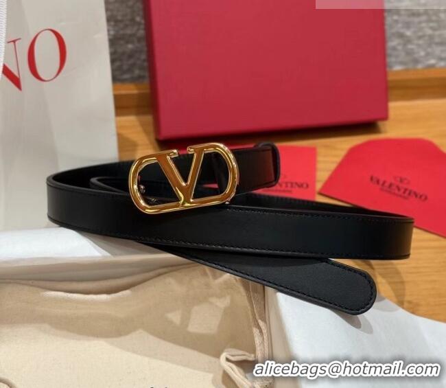 Best Quality Valentino VLogo Calfskin Leather Belt 2cm VL091201 Black 2025