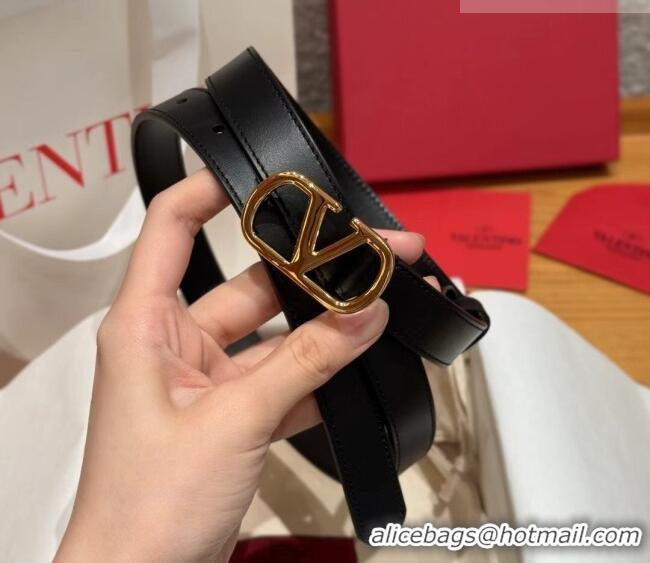 Best Quality Valentino VLogo Calfskin Leather Belt 2cm VL091201 Black 2025