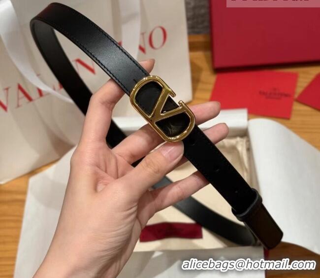 Best Quality Valentino VLogo Calfskin Leather Belt 2cm VL091201 Black 2025