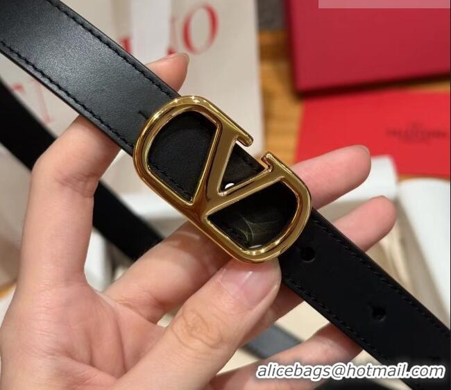 Best Quality Valentino VLogo Calfskin Leather Belt 2cm VL091201 Black 2025