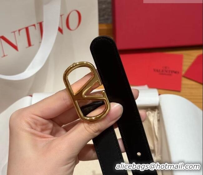 Best Quality Valentino VLogo Calfskin Leather Belt 2cm VL091201 Black 2025