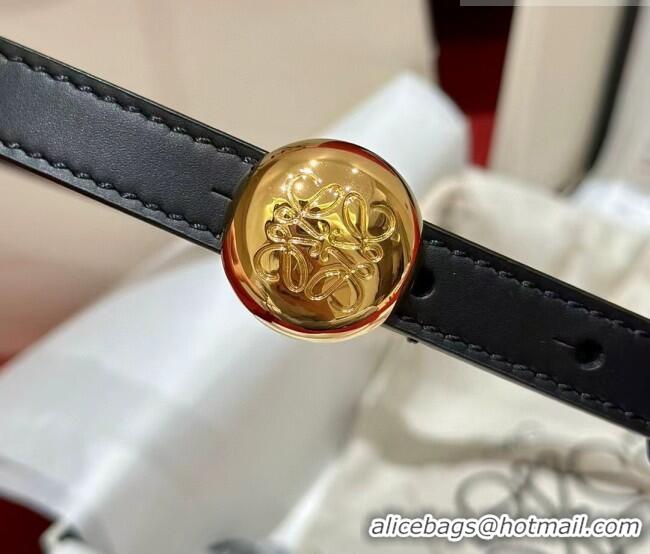 Grade Design Loewe Pebble Belt 1.5cm in Smooth Leather LW091201 Black/Gold 2025
