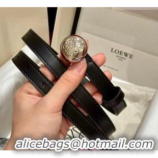 Inexpensive Loewe Pebble Belt 1.5cm in Smooth Leather LW091201 Black/Silver 2025