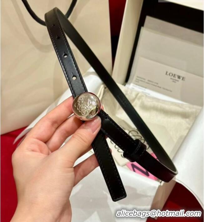 Inexpensive Loewe Pebble Belt 1.5cm in Smooth Leather LW091201 Black/Silver 2025