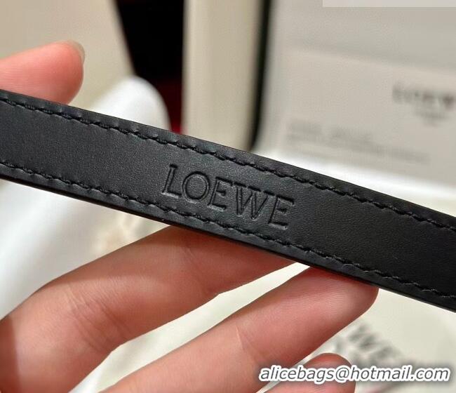 Inexpensive Loewe Pebble Belt 1.5cm in Smooth Leather LW091201 Black/Silver 2025