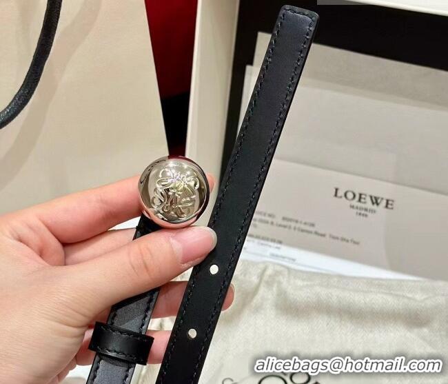 Inexpensive Loewe Pebble Belt 1.5cm in Smooth Leather LW091201 Black/Silver 2025