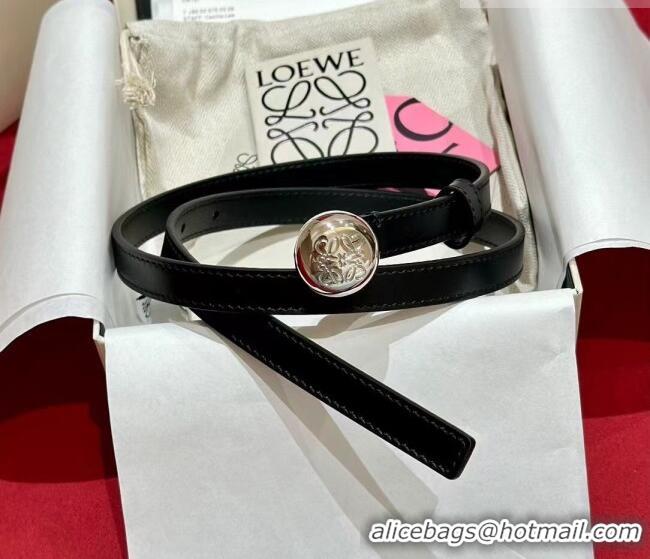 Inexpensive Loewe Pebble Belt 1.5cm in Smooth Leather LW091201 Black/Silver 2025
