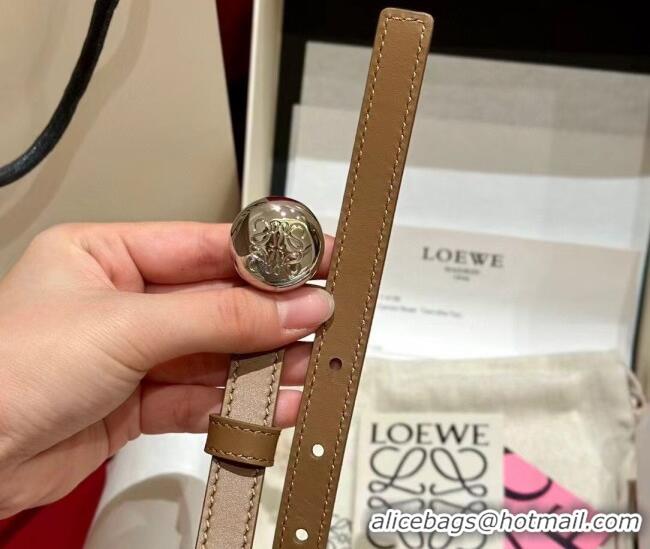 Good Taste Loewe Pebble Belt 1.5cm in Smooth Leather LW091201 Beige/Silver 2025