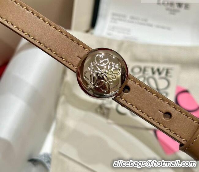 Good Taste Loewe Pebble Belt 1.5cm in Smooth Leather LW091201 Beige/Silver 2025