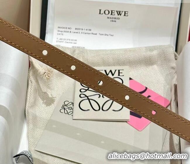 Good Taste Loewe Pebble Belt 1.5cm in Smooth Leather LW091201 Beige/Silver 2025