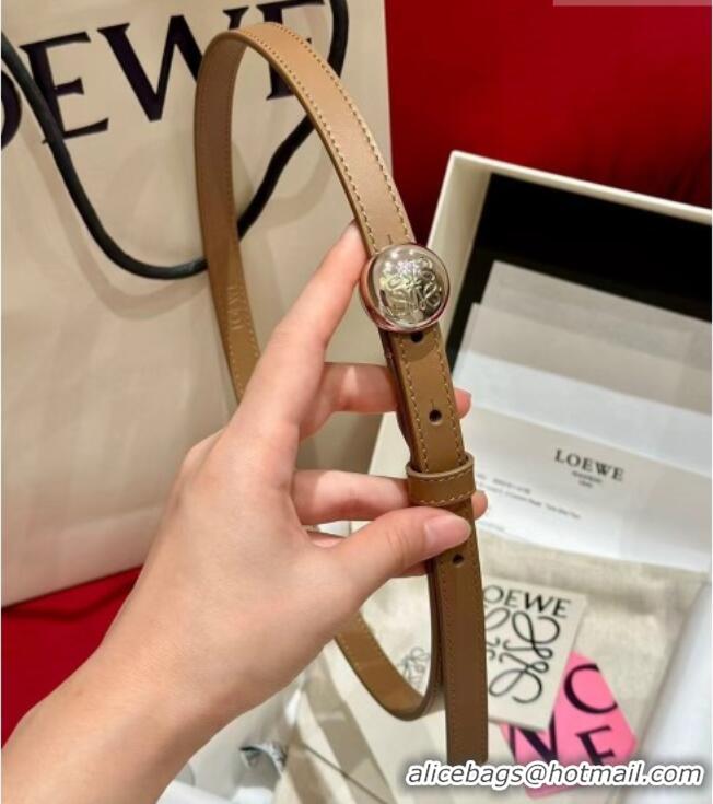 Good Taste Loewe Pebble Belt 1.5cm in Smooth Leather LW091201 Beige/Silver 2025