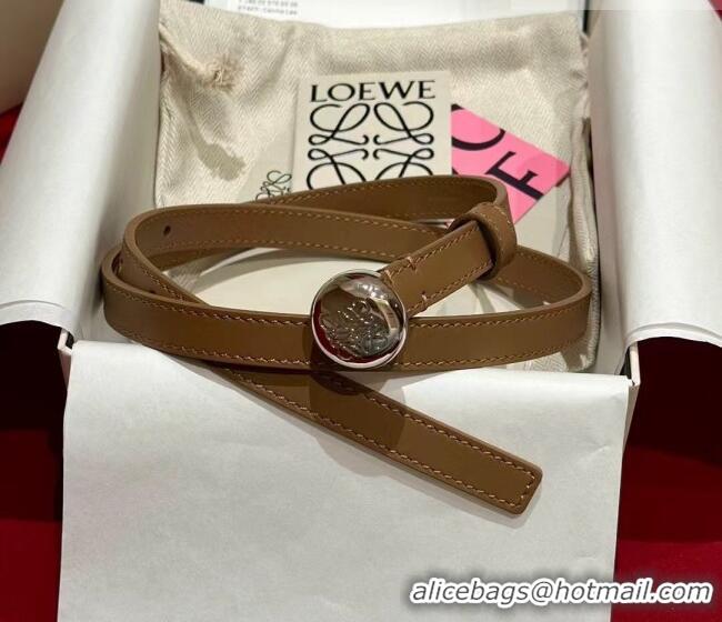 Good Taste Loewe Pebble Belt 1.5cm in Smooth Leather LW091201 Beige/Silver 2025