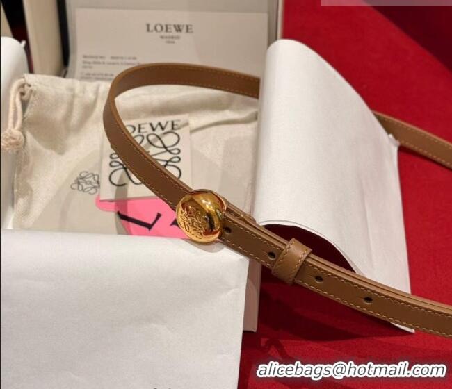 Cheap Loewe Pebble Belt 1.5cm in Smooth Leather LW091201 Beige/Gold 2025