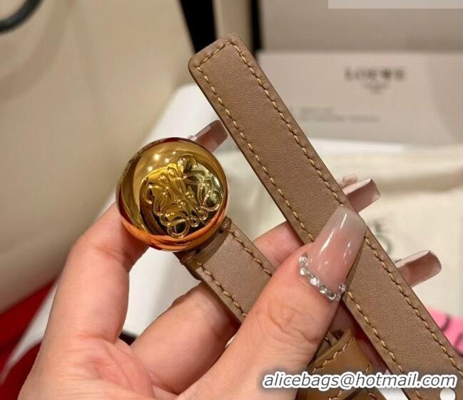 Cheap Loewe Pebble Belt 1.5cm in Smooth Leather LW091201 Beige/Gold 2025