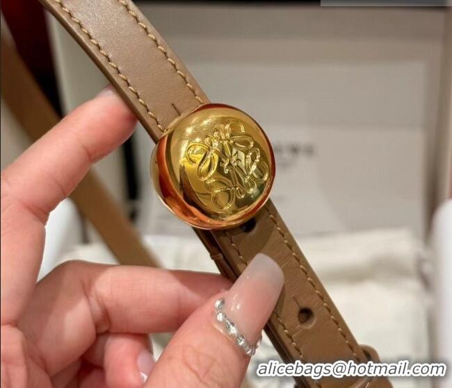 Cheap Loewe Pebble Belt 1.5cm in Smooth Leather LW091201 Beige/Gold 2025