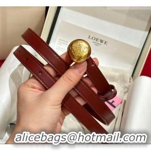 Luxury Cheap Loewe Pebble Belt 1.5cm in Smooth Leather LW091201 Burgundy/Gold 2025