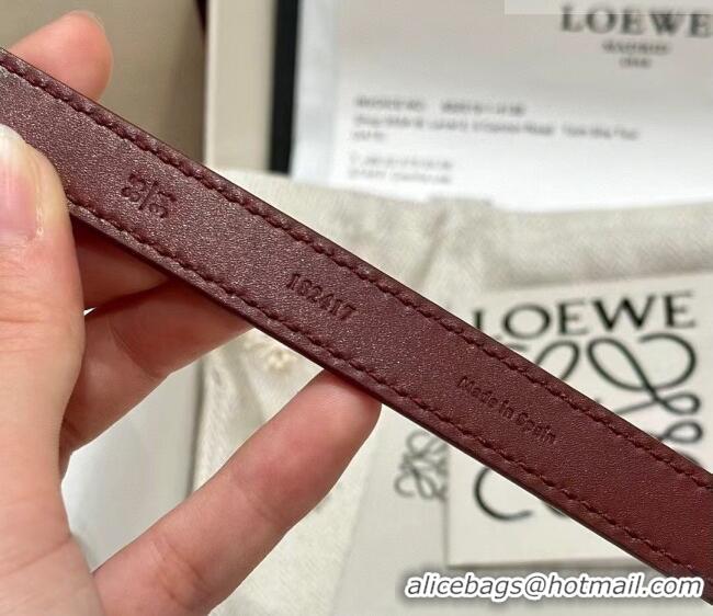 Luxury Cheap Loewe Pebble Belt 1.5cm in Smooth Leather LW091201 Burgundy/Gold 2025