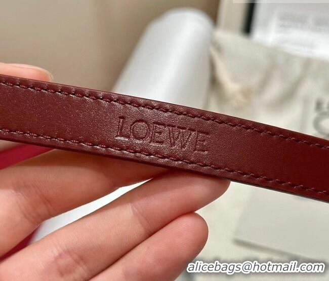 Luxury Cheap Loewe Pebble Belt 1.5cm in Smooth Leather LW091201 Burgundy/Gold 2025