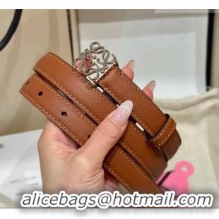 Buy Fashionable Loewe Anagram Anchor Belt 2cm in Stone Embossed Leather LW091202 Brown/Silver 2025