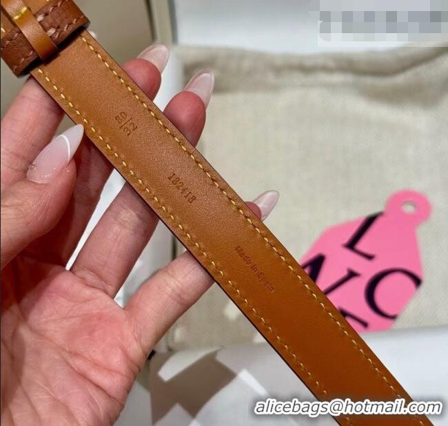 Buy Fashionable Loewe Anagram Anchor Belt 2cm in Stone Embossed Leather LW091202 Brown/Silver 2025