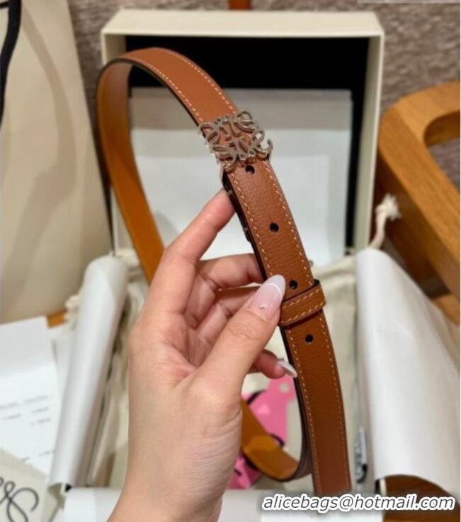 Buy Fashionable Loewe Anagram Anchor Belt 2cm in Stone Embossed Leather LW091202 Brown/Silver 2025