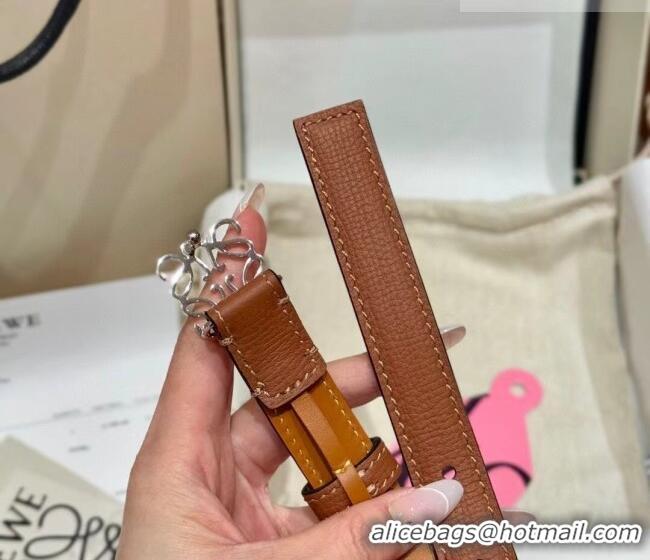Buy Fashionable Loewe Anagram Anchor Belt 2cm in Stone Embossed Leather LW091202 Brown/Silver 2025